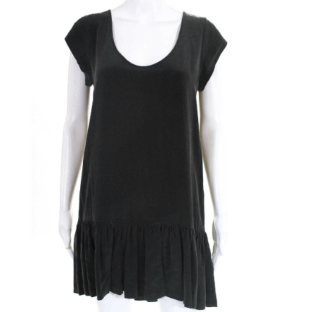 Joie Cap-Sleeve Scoop Neck Ruffled Trim Dress